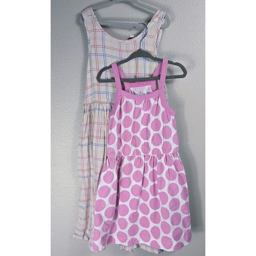 Girls Dress Bundle Size 4/5–6 Primary Pink Polka Dot Dress + Tucker + Tate Plaid